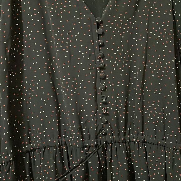 Joie Black Assymetric Hem Ruffled Midi Dress With Hearts Large - Picture 9 of 9